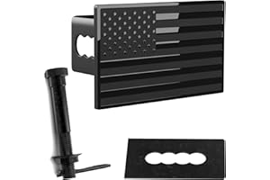 eVerHITCH US American Flag Emblem Metal Trailer Hitch Cover Plug (Fits 2" Receivers, Black)
