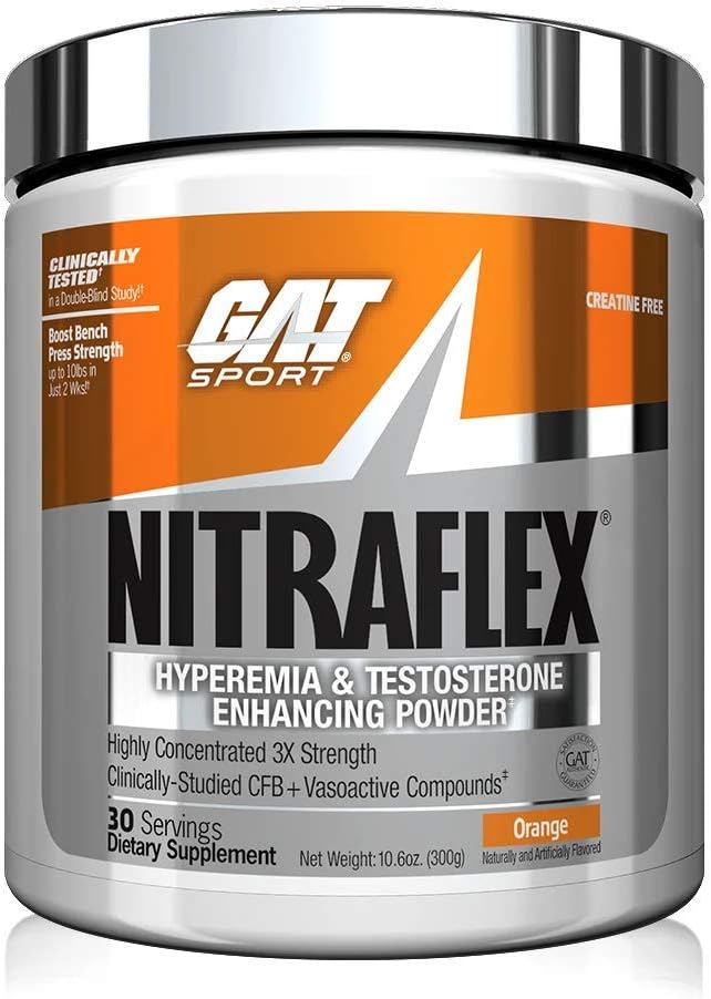 GAT Sport, NITRAFLEX Testosterone Boosting Powder, Increases Blood Flow, Boosts Strength and Energy, Improves Exercise Performance, Creatine-Free (Fruit Punch, 30 Servings): Health & Personal Care