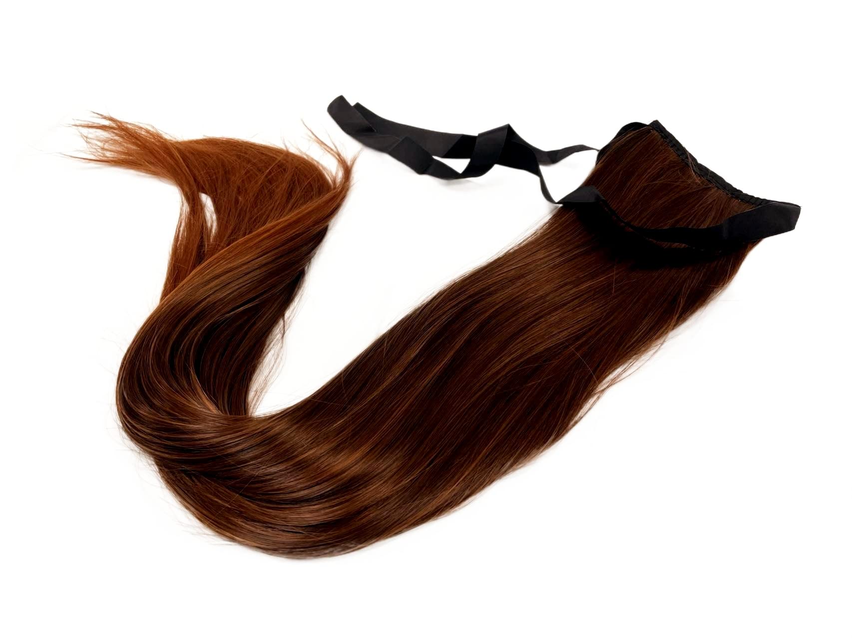 Prettyland static-free 24'' long clip-in straight extension hair-piece ponytail pigtail brown 4T30