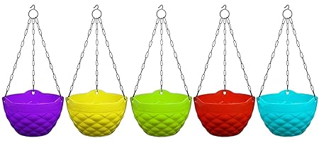 Fokiya Chain Hanging Planters Flower Pot (Set of 5) - Multicolor