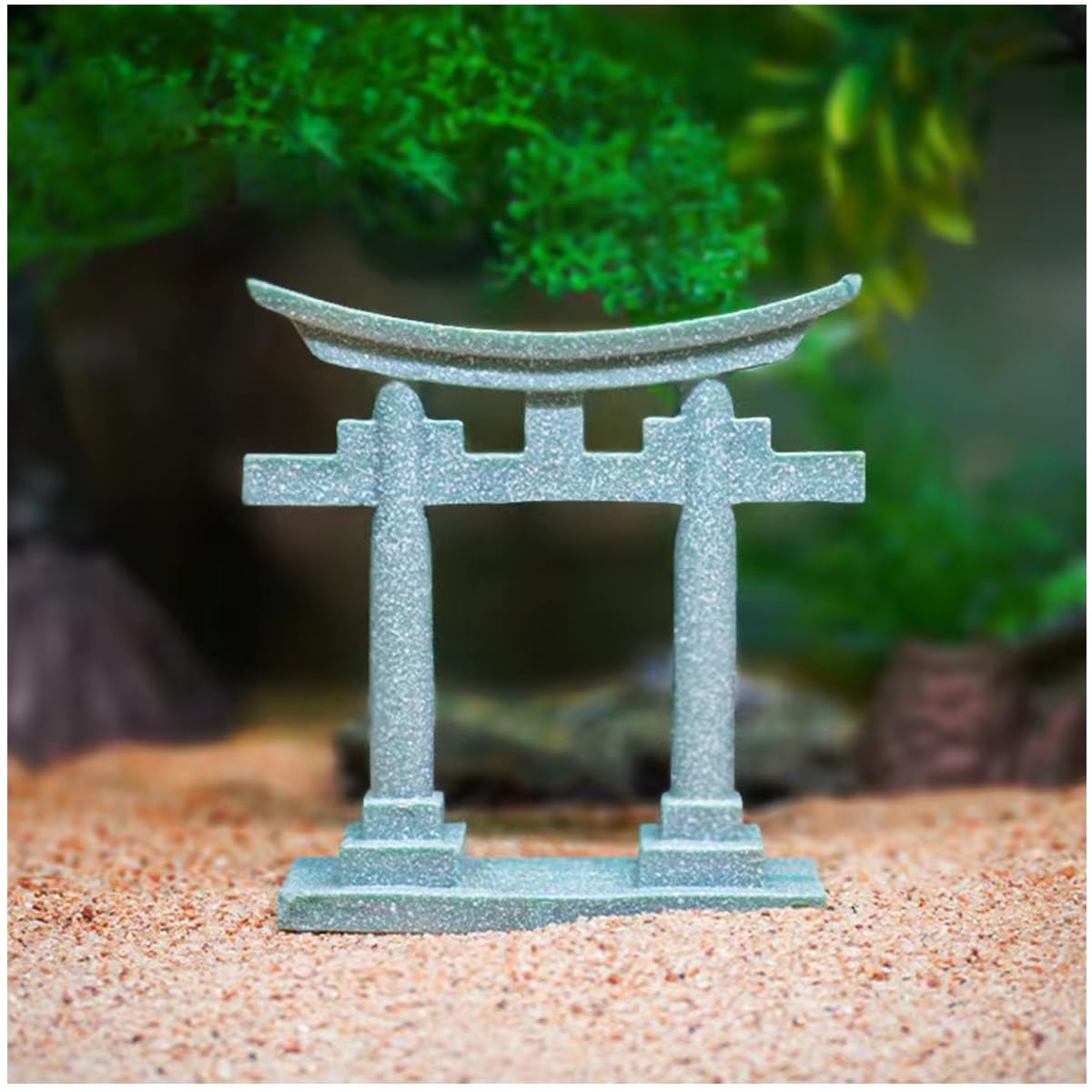 Photo 1 of ***(MINI)***livelyfish Japanese Shinto Torii Gate Aquarium Decorations Asian Fish Tank Decorations Japan Style Bridge Landscape Ornaments Decor, M