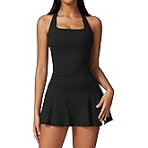 ABOCIW 2 Piece Tennis Dresses for Women Side Slit Mini Skirt Set Racerback Workout Crop Tank Top Golf Outfits