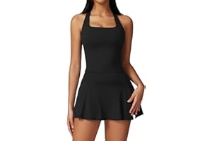 ABOCIW 2 Piece Tennis Dresses for Women Side Slit Mini Skirt Set Racerback Workout Crop Tank Top Golf Outfits