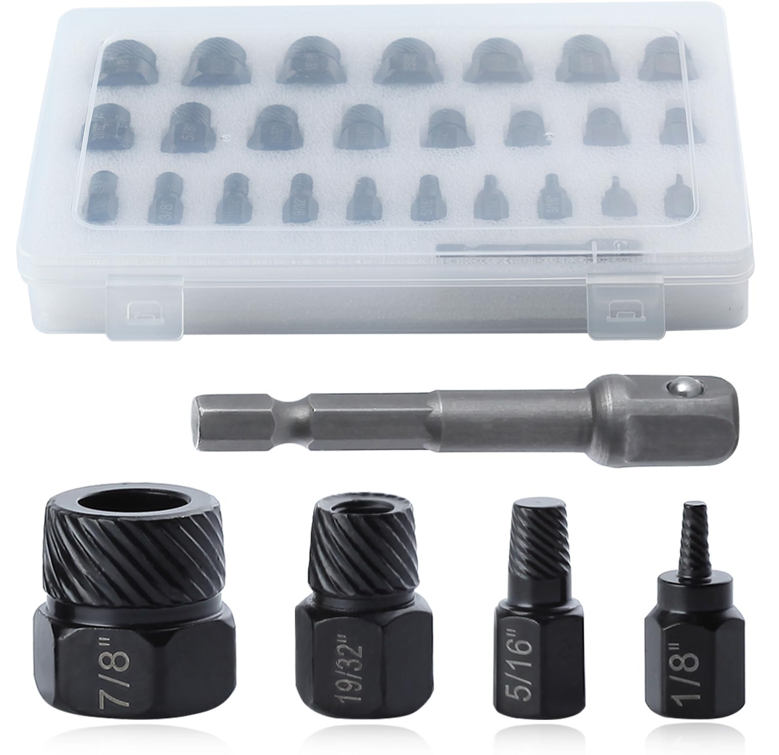 SPEEDWOX 27 PCS 3/8" Drive Easy Out Bolt Extractor Set Double Head Screw Extractor Set Hex Head for Removing Stripped, Rounded, Damaged, Nuts Broken Screws, Bolts, Studs