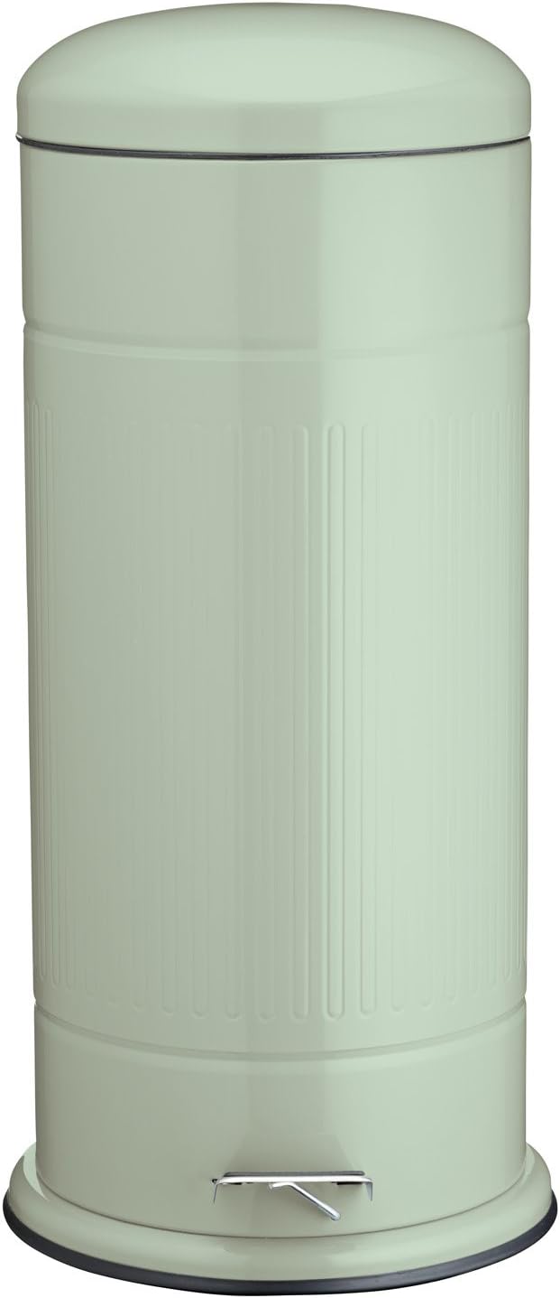 Kitchen Craft Living Nostalgia Pedal Bin, 30 litres (6.5 gal) – English Sage, 36 x 35 x 69 cm