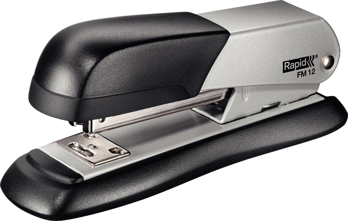 Rapid FM12 Half Strip Stapler, 25 Sheet Capacity, Stapling, Tacking and Pinning, Ergonomic Design, Metal Body, Silver, 5000274