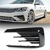 CHELANGHU Left Driver Side Front Bumper Fog Lights Lamp Frame Cover Fit for 2016 2017 2018 2019 Volkswagen VW Passat R-LINE RLINE, Black, 561854661J