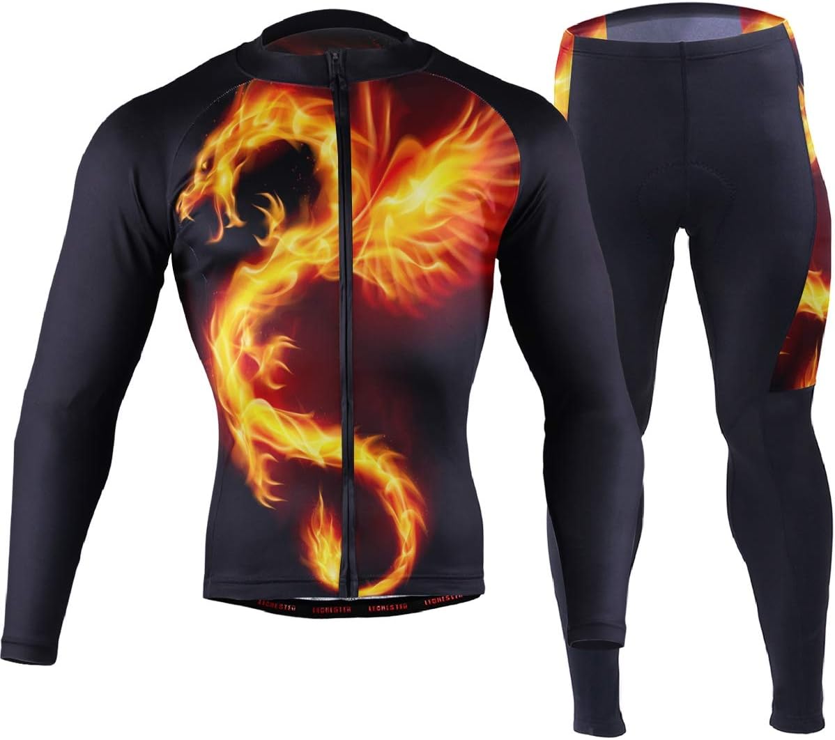 HappyCAT Men's Cycling Jersey Dinosaur Skull Cycling Clothes with Long Sleeve S 5020026