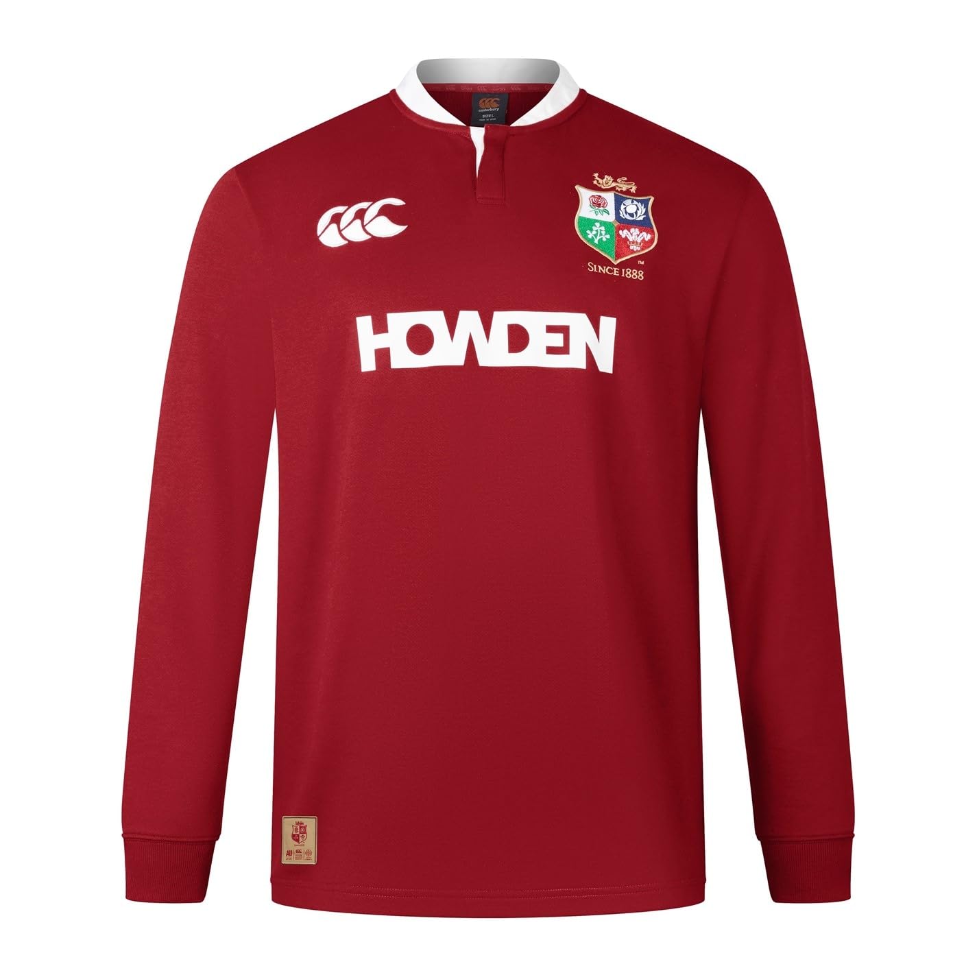 British & Irish Lions Canterbury Adult Unisex Official Canterbury Long Sleeve Classic Rugby Jersey | Relaxed Fit | Soft Feel, Red Dahlia, L