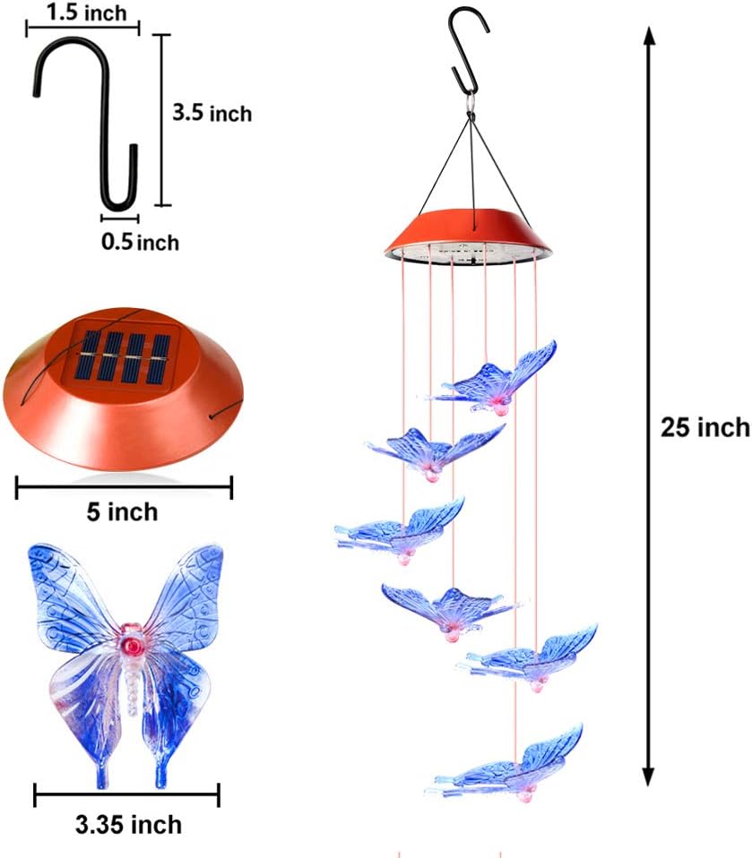 wind chimes outdoor, gifts for mom, solar wind chimes, butterfly wind chime, solar mobile butterfly, mom gifts, birthday gifts for mom, gardening gifts, wind chimes solar, windchimes unique outdoor : Garden & Outdoor