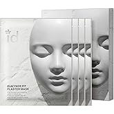 ID PLACOSMETICS Face Fit Plaster Mask (4ea) — Korean Kaolin Clay Plaster-on-Sheet Mask for Pore-Look & Oil Control Deep Hydration, Two-Piece Dry-Down, Peel & Rinse Mess-Free Application
