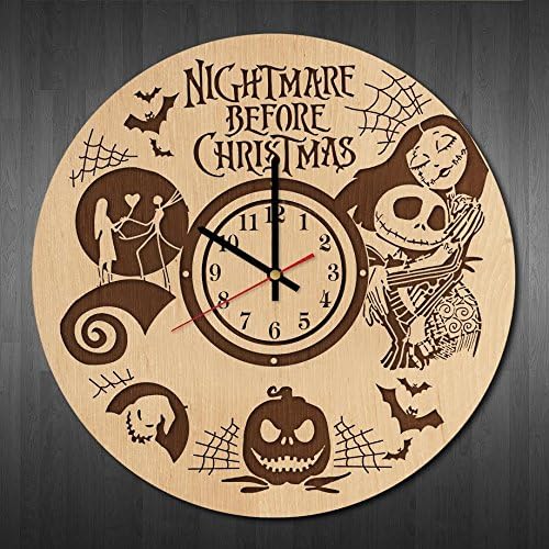 Nightmare Before Christmas Horror Film Wall Clock Made Of Wood 12 in Unique Gift Amazing Home Decor