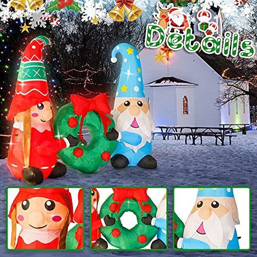 Rocinha 6 FT Christmas Inflatables Christmas Gnomes with Wreath