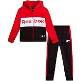Reebok Toddler Boys Tracksuit Set - 2 Piece Cozy Fleece Zip Up Toddler Sweatshirt Hoodie and Boys Jogger Sweatpants Set