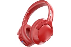 MIDOLA Bluetooth Headphones Over Ear 68H Playtime 6 EQ Wireless Headset with Microphone HiFi Stereo Foldable Lightweight Deep Bass for Travel Home Office Cellphone Red