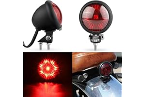 FUKWUNTO Motorcycle Tail Light LED Retro Red Brake Light Rear Brake Tail Light for ATV Cafe Racer Bobber Chopper cruiser Stop Light (Black Red)