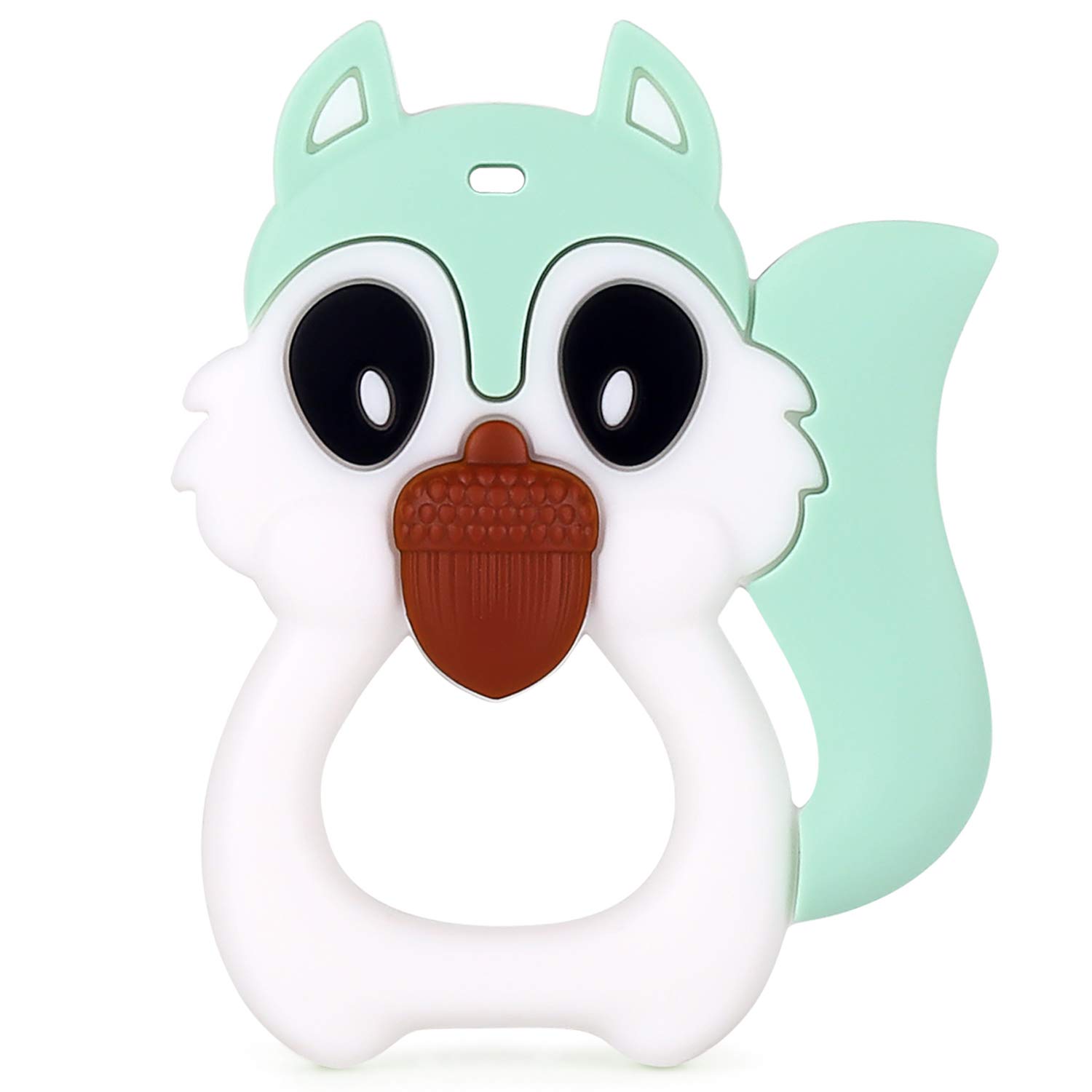 PREMYO Teething Toy for Baby Teether Silicone - Soothes Sore Gum Pain - Easy to Grab BPA Free Squirrel