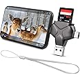 Ceoighe 4 in 1 Trail Camera Viewer, Memory Card Reader Compatible with iPhone/Android/Type C, Hunting Photo & Video Viewer/Gift for Scouting Deer Hunting Game