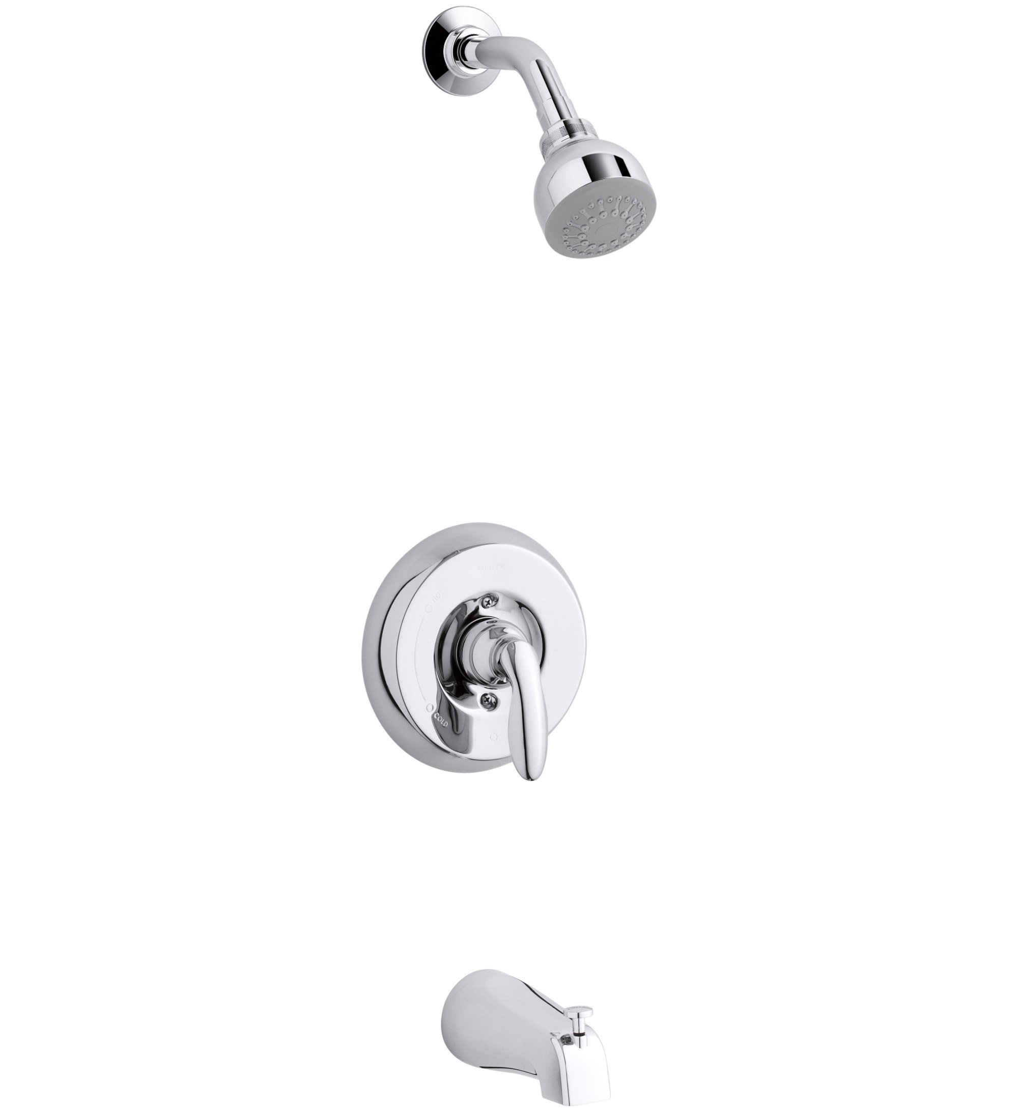 Photo 1 of Kohler TS15601-4H-CP Coralais(R) Rite-Temp(R) bath and shower valve trim with lever handle, NPT spout and 1.5 gpm showerhead, Polished Chrome