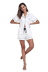 COLORFULLEAF Womens 100% Cotton Pajamas Short Set