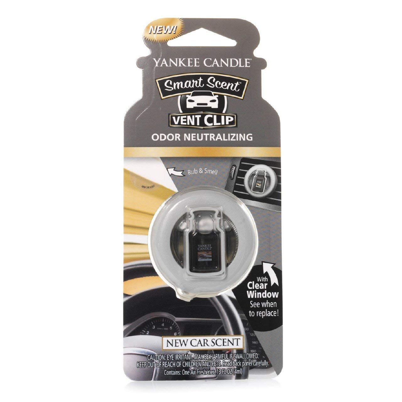 Yankee Candle 1312850E Car Freshener, Smart Scent Vent Clip, New Car Scent