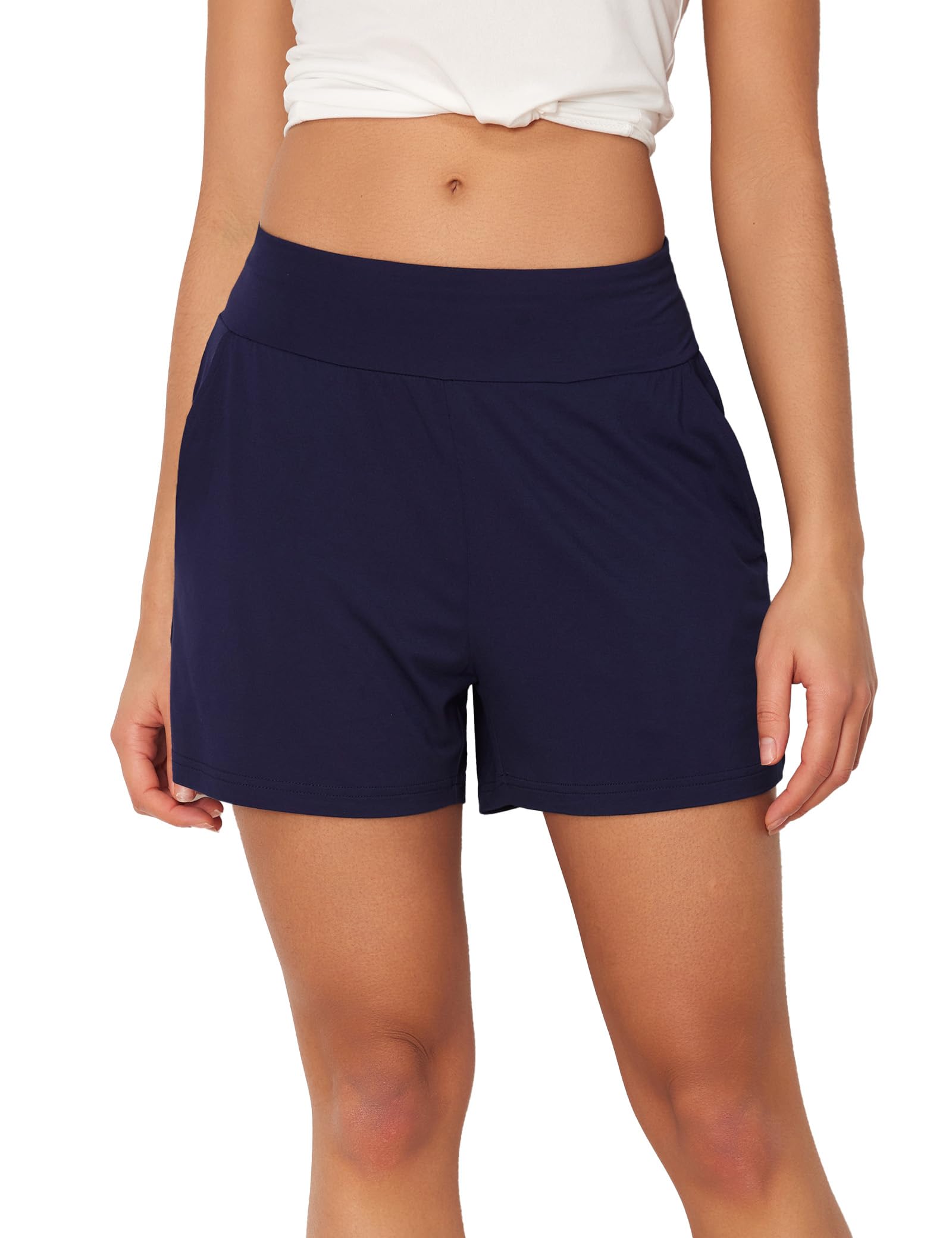 Photo 1 of GYS Bamboo Viscose Women's Pajama Bottoms Soft and Comfy Women's Pajama Shorts, Navy, Small