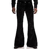 Men's Velvet Relaxed Vintage 60s 70s Bell Bottom Stretch Fit Classic Comfort Flared Flares Retro Leg Disco Pants
