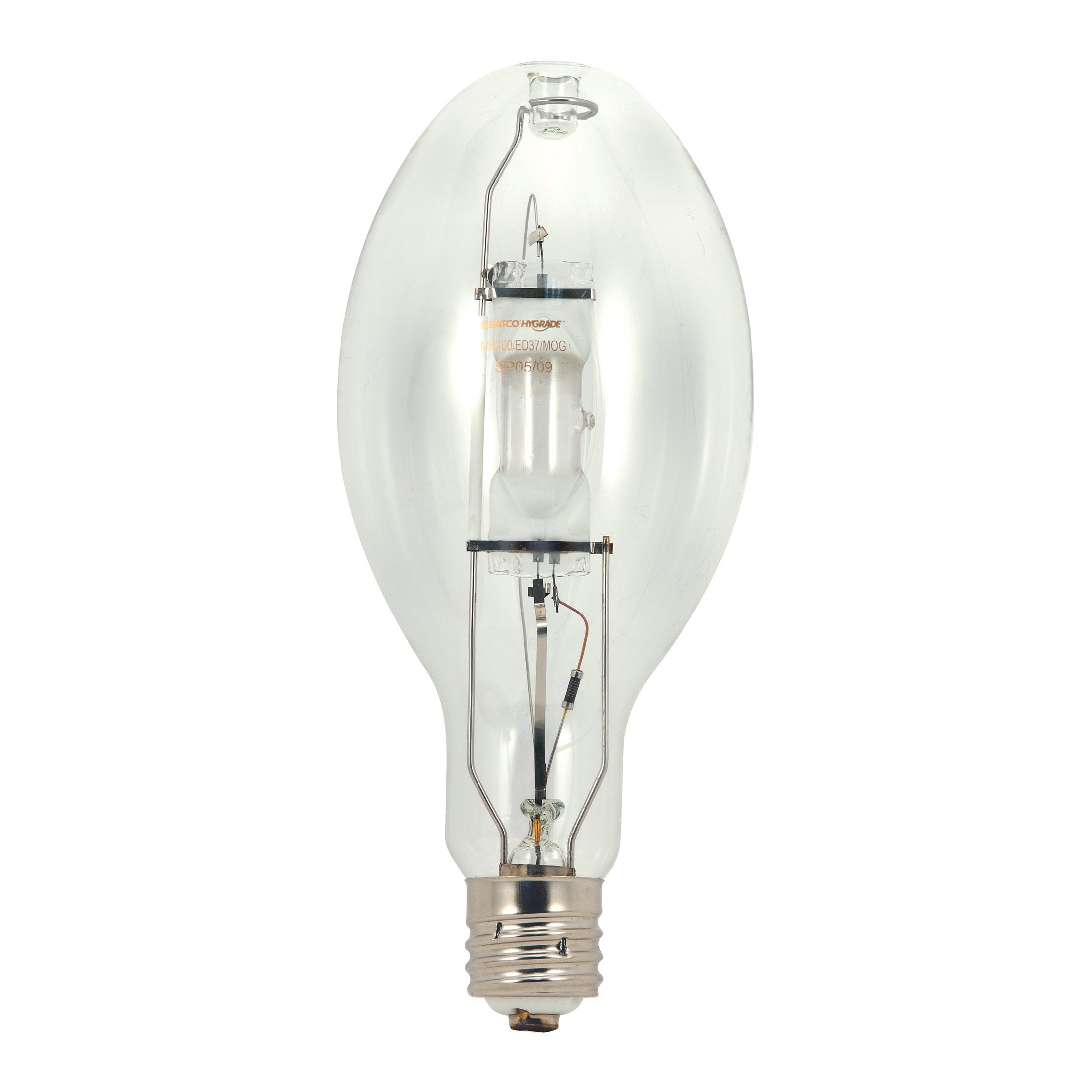 View 1 of ** 2 packs***Satco S5843 4200K 400-Watt Clear Universal Mount Mogul Base ED28 Metal Halide Lamp