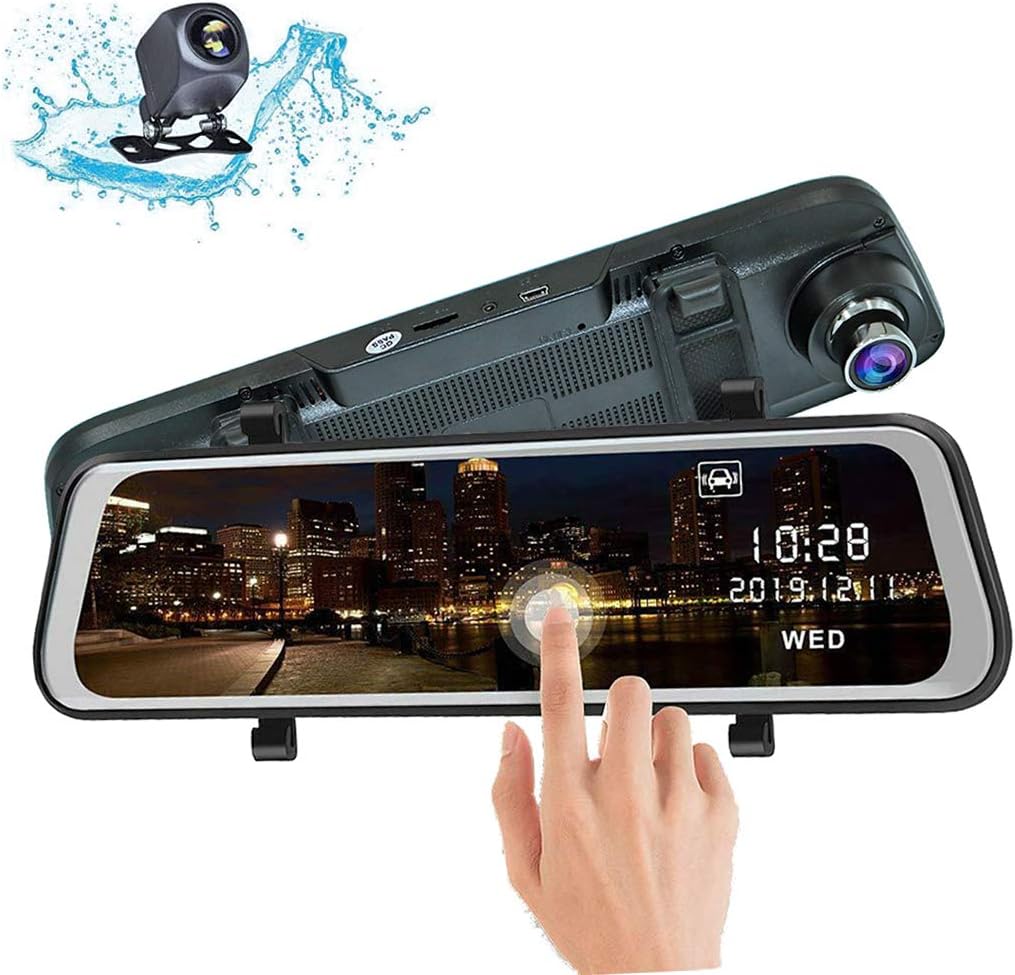 FLYAN Mirror Dash Cam Backup Camera 10 Inch Full HD Touch