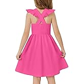Arshiner Toddler Dress Girls Summer Ruffle Sleeve Backless Dresses Casual Sundress with Pockets 2-8Y