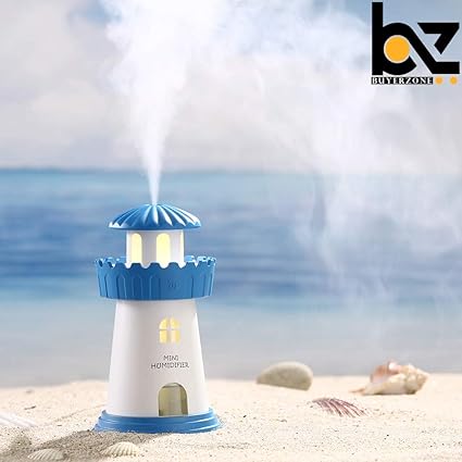 Buyerzone Lighthouse Shaped Cool Mist LED Desktop Nightlight Auto Safety Shut-Off