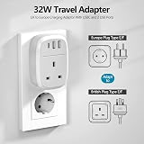 Cyzbim European Plug Adapter UK to EU 32W USB C Fast Charger Grounded view 4