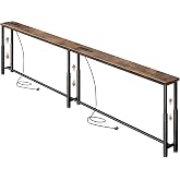 SEFILENCE 102.4&rsquo;&rsquo; Narrow Console Table with 26"&ndash;34" Height Adjustable | Behind Couch Table Skinny with 2 Power Outlets and USB Ports, Long Sofa Tables for Living Room and Small Spaces, Rustic Brown