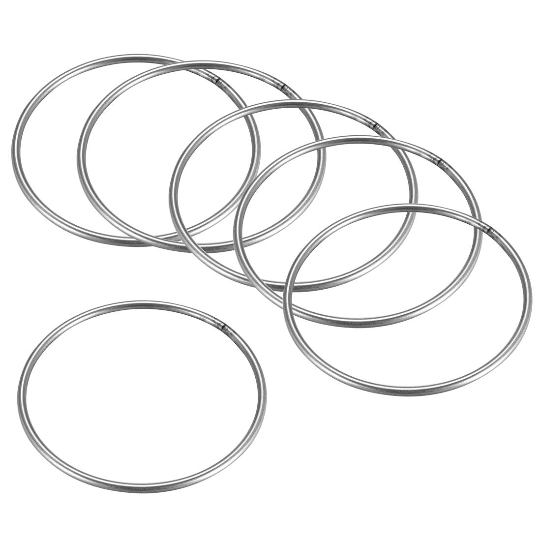 sourcing map 201 Stainless Steel O Ring 80mm(3.15") Outer Diameter 3mm Thickness Strapping Welded Round Rings 6pcs