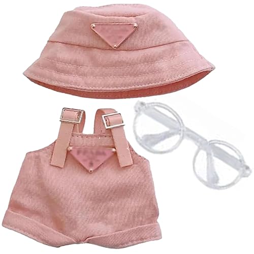 Baby Doll Accessories, 3 PCS Baby Doll Accessories Set with Pink Overalls Baby Doll Hat and Glasses, Baby Dolls Clothes for Halloween Christmas Valentines Day Birthdays Anniversaries Gifts