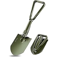 REDCAMP Military Folding Camping Shovel，High Carbon Steel Entrenching Tool Tri-fold Handle Shovel with Cover