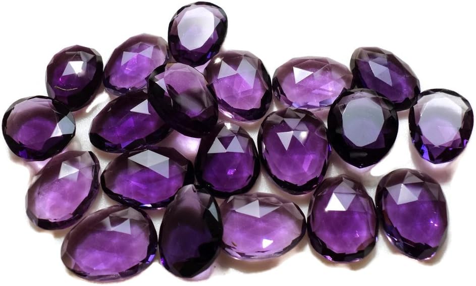 GemsDiamondsbySHIKHA 5 Pcs, Amethyst Colored Rose Cut Hydro Quartz cabochon, Rosecut Polki, Approx 13x16mm to 15x20mm Each