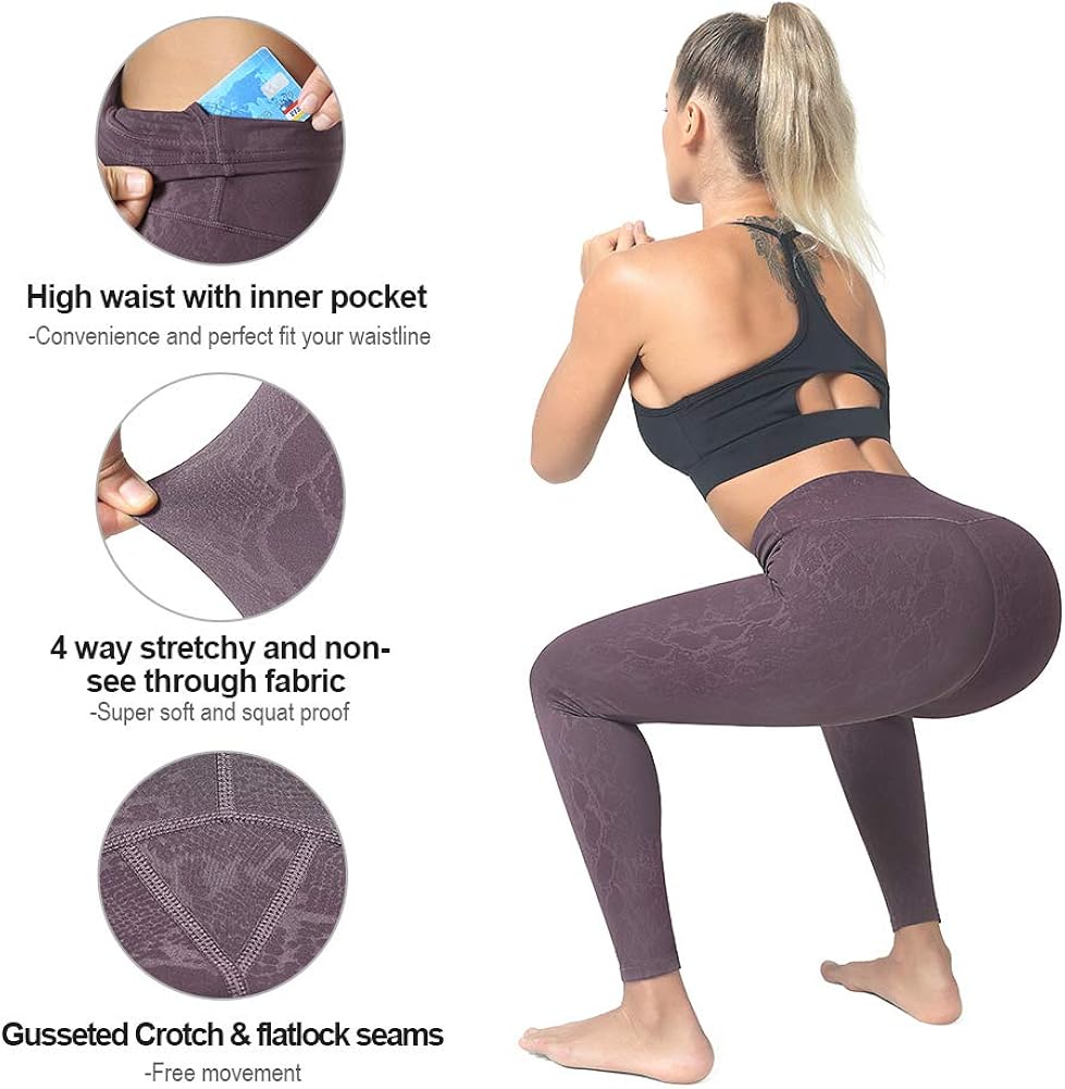 CLUCI High Waist Yoga Leggings Women Active Workout Pants Athletic Running Tummy Control Non-See Through 4 Way Stretch: Clothing