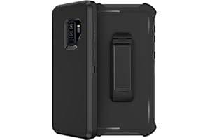 RUBCASE for Samsung Galaxy S9 Plus Case with Belt Clip Holster, 2X Screen Protector, Military Grade Protection Heavy Duty Full Body Shockproof Rugged Protective Cover for Samsung Galaxy S9+ Plus (Black)
