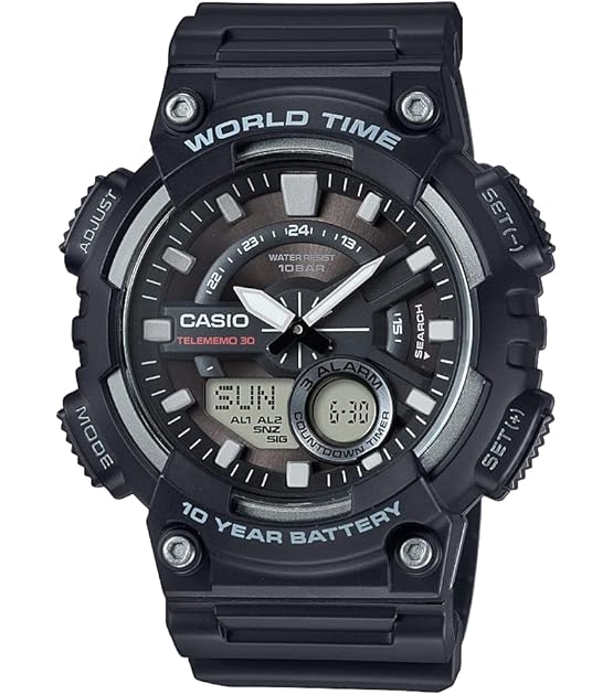 Casio Men's AEQ110W-1AV Black Analog and Digital Watch