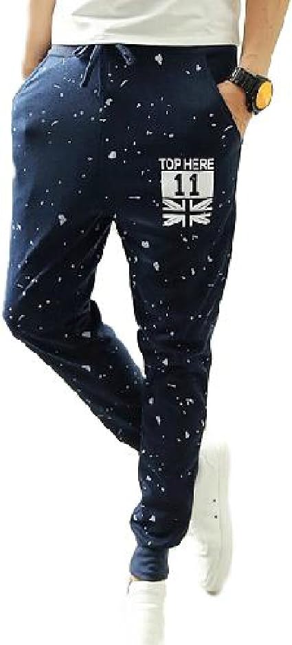 Amazon Co Jp Hipa Hipa メンズ 服 パンツ スウェット ペイント柄 スリム スキニー サルエル ７分丈 スポーツ ジム ダンス B系 ヨガ フィットネス ペイントネイビー Xxl 服 ファッション小物