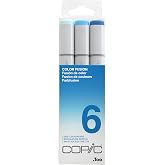 Copic Sketch Fusion #6 Blue 3-Color Refillable Dual-Tip Alcohol Markers | Brush and Chisel tip, Alcohol Marker Set for Beginners &amp; Pros, Smooth Blendable Ink for Art, Illustration, and Design