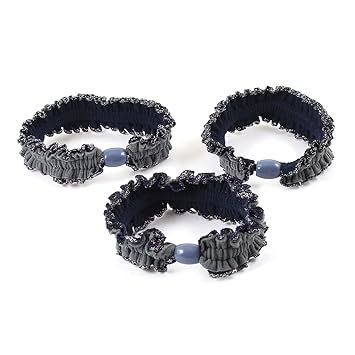 Flat Elastic Bands Hair Ties Ponytail Holders 3 Pcs Blue Gray