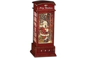 Roman 10" Lighted Swirl Santa in Vintage Phone Booth – Confetti Lites Christmas Decor, Festive Holiday Accent, Unique Gift Idea