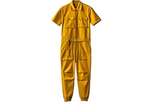 Snoly Unisex Short Sleeve Button-Front Flight Suit, Twill Stain & Wrinkle Resistant Work Coverall, Action Back Jumpsuit