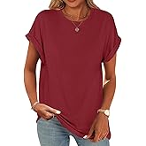 UNCLECAT Women's Short Sleeve T Shirts Trendy Crew Neck Curve Hem Soft Tunic Tops Summer Outfits 2026