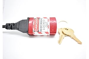 Roride Electrical Power Cord Plug Lock Device- Danger Label OSHA Plug Lockout Device Approved - Prevent Injuries – Electrical Safety, Baby, Toddler, Teen - Kidz Safe Lock (RRKD), Red, 1.58 Ounces