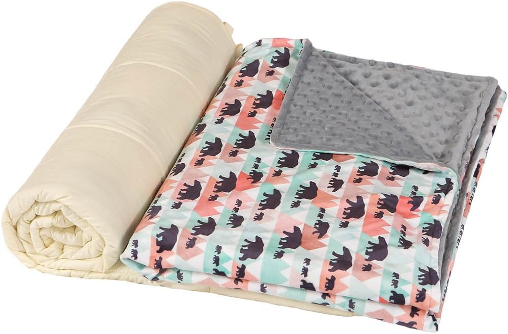 Hiseeme Cool Weighted Blanket 41''W x 60''L, 7 lbs for Teens and Kids with Removable Minky Cover | Black Bear