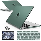 IBENZER Compatible with MacBook air 13 inch Case 2026 2025 2024 2023 2022 M4 A3240 M3 A3113 M2 A2681, HardShellCase w/KeyboardCover ScreenFilm Type-C for Mac air 13.6", Midnight Green, KK-MTGN+2TC