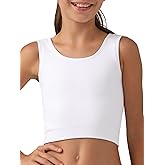 Girls Tank Tops Double Lined Ribbed Knit Crop Tops 2 Pack Basic Sleeveless Athletic Round Neck Dance Top